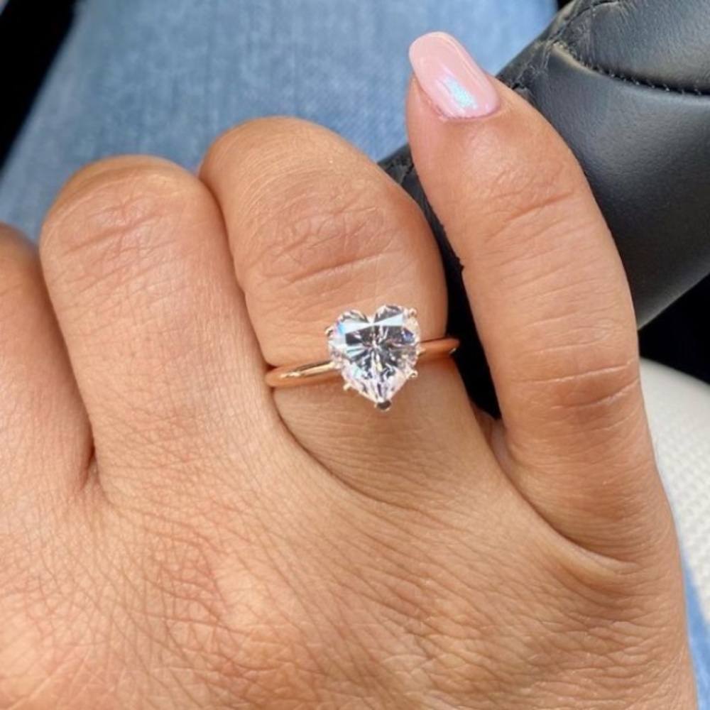New custom made Solid 14K yellow Gold 2ct Heart Solitaire Engagement Ring